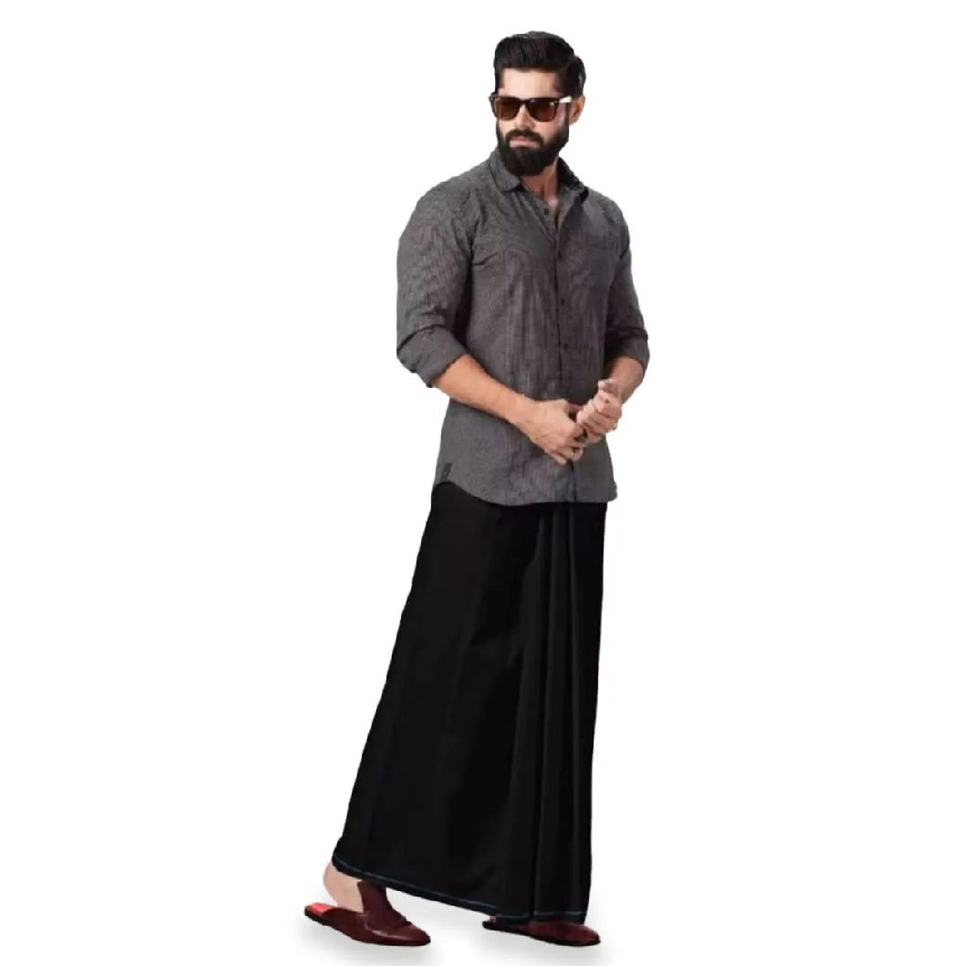 Lungi 5 Hand Black Linen 1 pcs